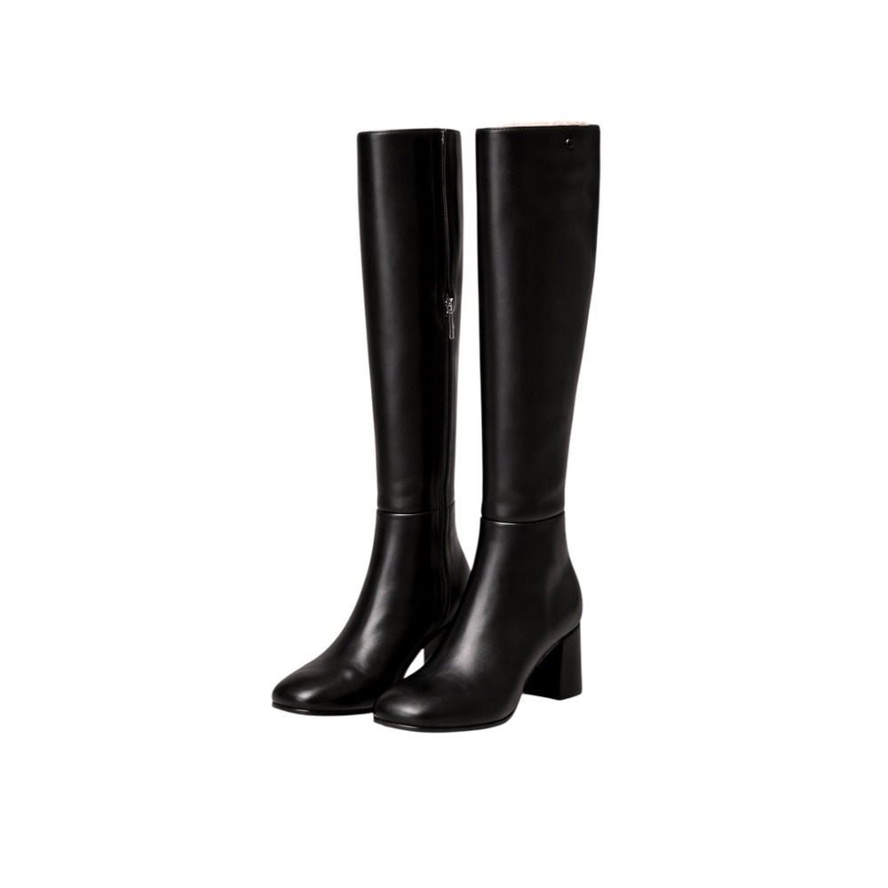 DKNY Cana Wide Calf Black Tall Boots Size 6 Block Heel Knee High NIB - Picture 2 of 8